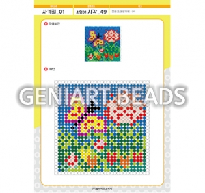 [S-091-49]사계절-대형01_사각-봄풍경,꽃밭위에나비